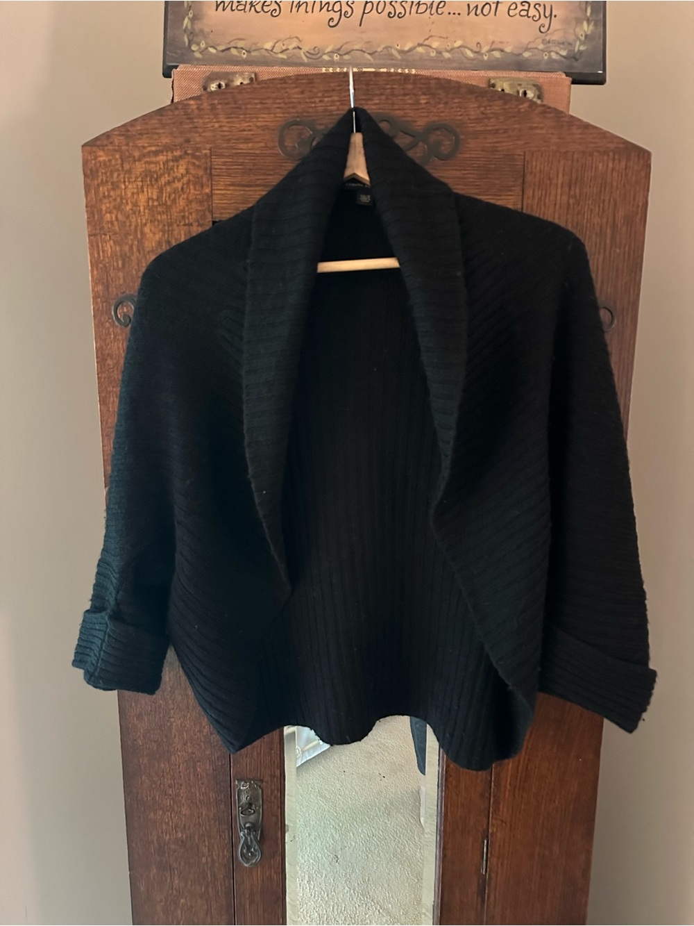 Banana Republic Alpaca Black Open-Front Ribbed Shawl Collar Cardigan Size XS/S